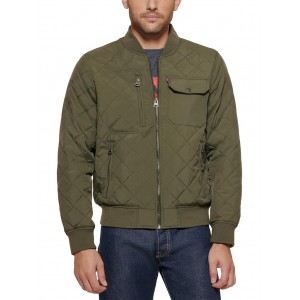 Diamond Quilted Bomber Olive