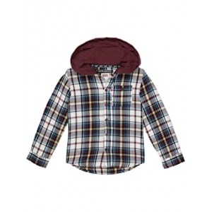 Hooded Button-Up Flannel Shirt (Little Kids) Port