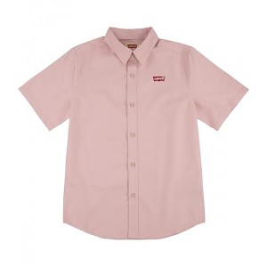 Short Sleeve Button-Up Shirt (Little Kids) Silver Pink