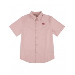 Short Sleeve Button-Up Shirt (Big Kids) Silver Pink
