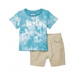 Tie-Dye Logo Tee & Shorts Set (Infant) Brittany Blue