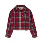 Long Sleeve Sherpa Lined Flannel Top (Big Kids) Chili Pepper