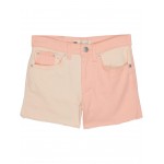 High-Rise Denim Shorty Shorts (Big Kids) Peach Pearl