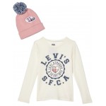 Long Sleeve Tee and Beanie with Pat (Little Kids) Antique White