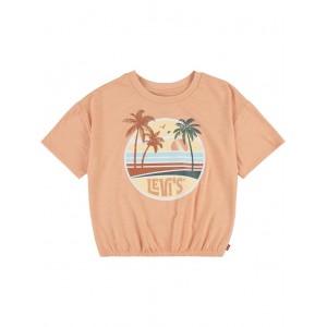 Boxy Cinched Waist Graphic T-Shirt (Big Kid) Coral Sands