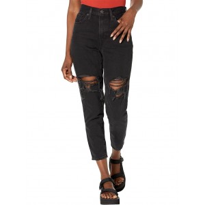 High-Waisted Mom Jeans Black Destructed