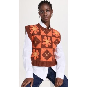 Argyle Flower Crochet Vest