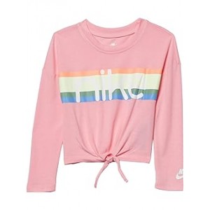 Long Sleeve Tie Front Top (Toddler/Little Kids) Pink