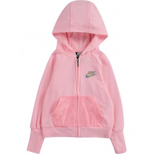 French Terry Full Zip Hoodie (Toddler) Pink