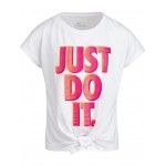 Front Tie Just Do It Graphic T-Shirt (Little Kids) White