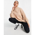 Nike mini swoosh extra oversized mock neck sweatshirt in hemp brown