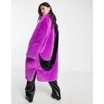 Nike long faux fur swoosh coat in vivid purple and black