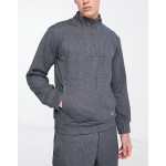 Nike Yoga Restore Dri-FIT fleece quarter zip top in dark grey