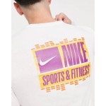 Nike Training long sleeve graphic sports backprint t-shirt in white