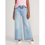 High-Waisted Baggy Ripped Wide-Leg Jeans for Girls