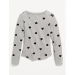 Long-Sleeve Printed Thermal-Knit T-Shirt for Girls