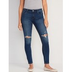 Mid-Rise Rockstar Super-Skinny Distressed Jeans for Women