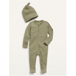Footed Sleep & Play Rib-Knit One-Piece & Beanie Layette Set for Baby Hot Deal