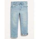 Built-In Warm Straight Patterned-Lined Jeans for Toddler Boys