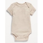 Unisex Short-Sleeve Striped Bodysuit for Baby
