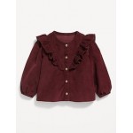 Corduroy Long-Sleeve Ruffle-Trim Button-Front Top for Baby