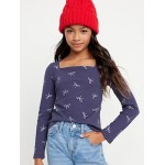 Long-Sleeve Pointelle-Knit Top for Girls
