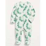 Unisex Caterpillar Print Sleep & Play 2-Way Zip Footed One-Piece for Baby