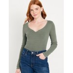 Fitted Long-Sleeve Rib-Knit T-Shirt