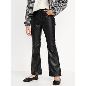 High-Waisted Faux-Leather Flare Pants for Girls
