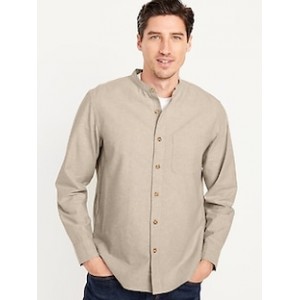 Banded-Collar Non-Stretch Shirt