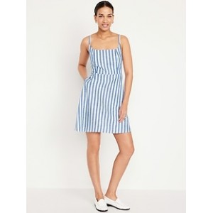 Fit & Flare Linen-Blend Mini Dress