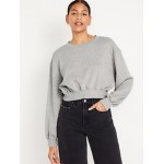 Oversized Crop Fleece Sweatshirt