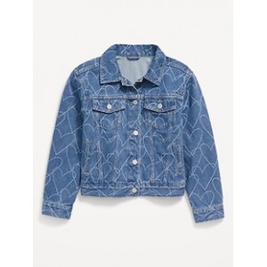 All-Over Hearts Jean Trucker Jacket for Girls