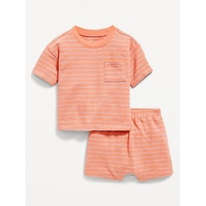 Short-Sleeve Pocket T-Shirt and U-Shaped Pull-On Shorts Set for Baby