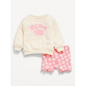 Logo-Graphic Sweatshirt and Biker Shorts Set for Baby Hot Deal