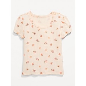 Printed Pointelle-Knit Scoop-Neck Top for Girls