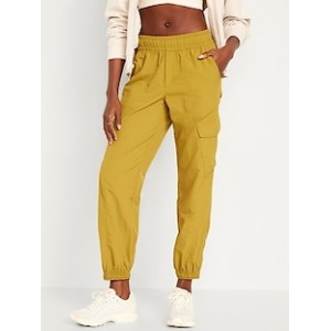 High-Waisted Ankle-Zip Cargo Joggers
