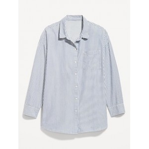 Linen-Blend Striped Boyfriend Shirt