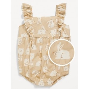 Printed Ruffle-Trim One-Piece Romper for Baby