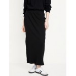 High-Waisted Rib-Knit Maxi Skirt