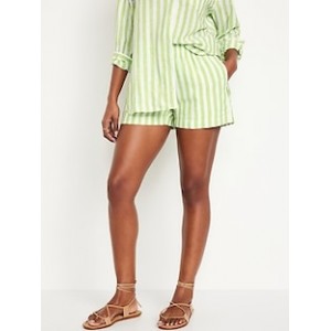 Linen-Blend Striped Shorts -- 3.5-inch inseam Hot Deal