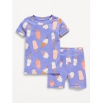 Unisex Snug-Fit Printed Pajama Shorts Set for Toddler & Baby