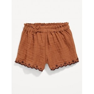 Double-Weave Scallop-Trim Shorts for Baby