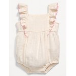 Ruffled Double-Weave One-Piece Romper for Baby