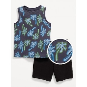 Printed Tank Top and Shorts Set for Toddler Boys Hot Deal