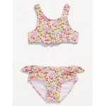 Printed Tie-Front Bikini Swim Set for Toddler Girls