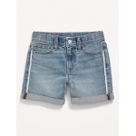 High-Waisted Lace-Trim Double-Rolled-Cuff Midi Shorts for Girls