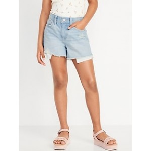 High-Waisted Exposed Pocket Jean Shorts for Girls