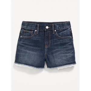 High-Waisted Exposed Lace-Pocket Jean Shorts for Girls