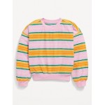 Striped Oversized Drop-Shoulder Sweatshirt for Girls